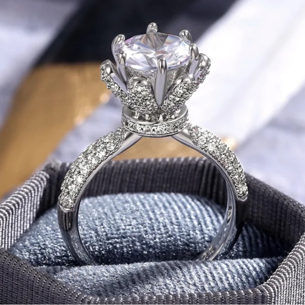 Sterling silver lotus flower ring